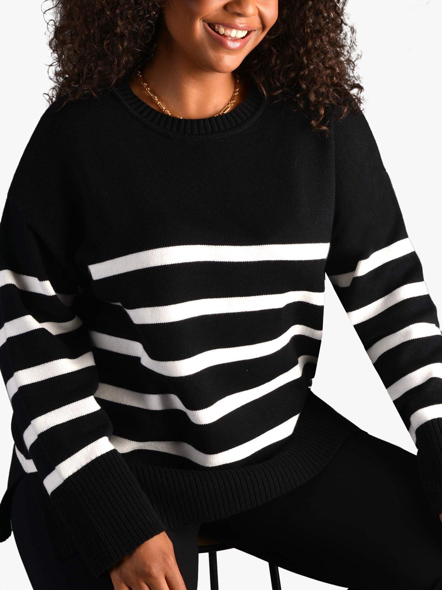 Live Unlimited Drop Shoulder Striped Jumper, Black/White, 18