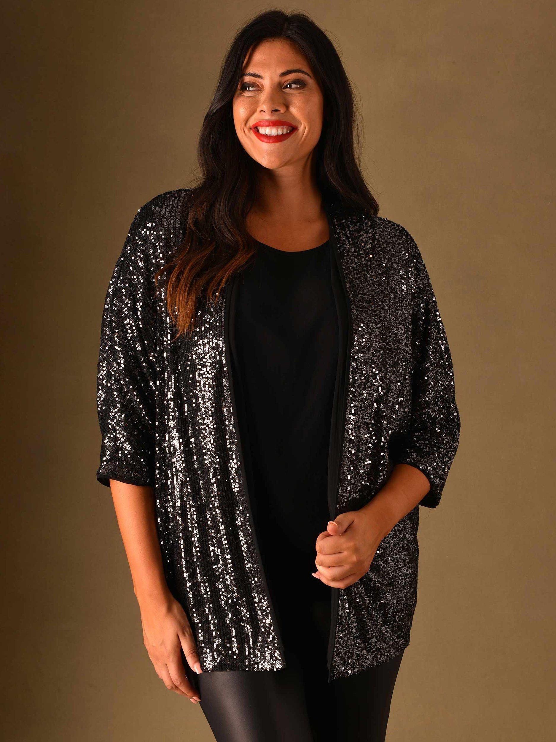 Live Unlimited Soft Sequin Jacket, Gunmetal