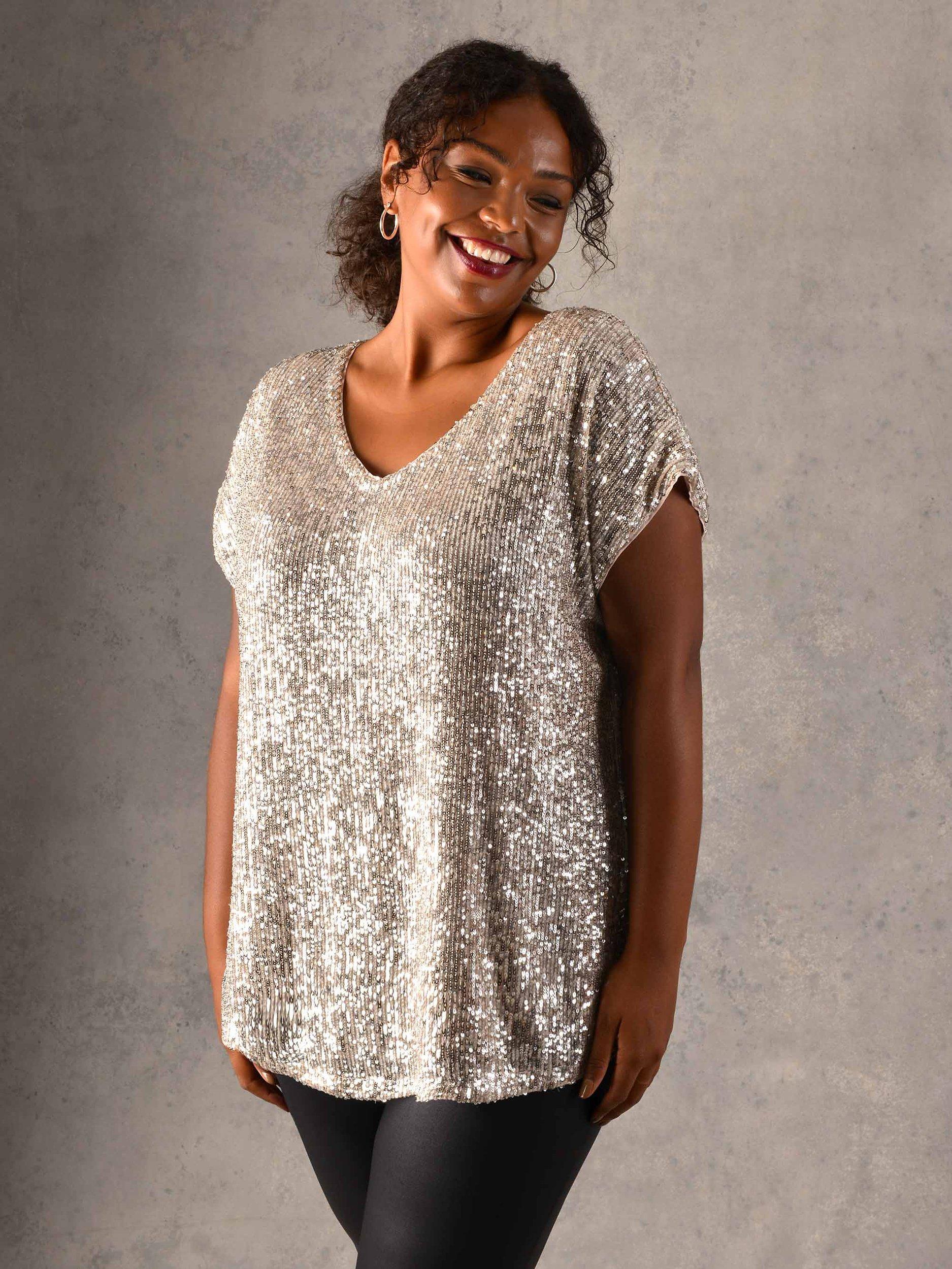 Live Unlimited Sequin T-Shirt, Champagne, 24