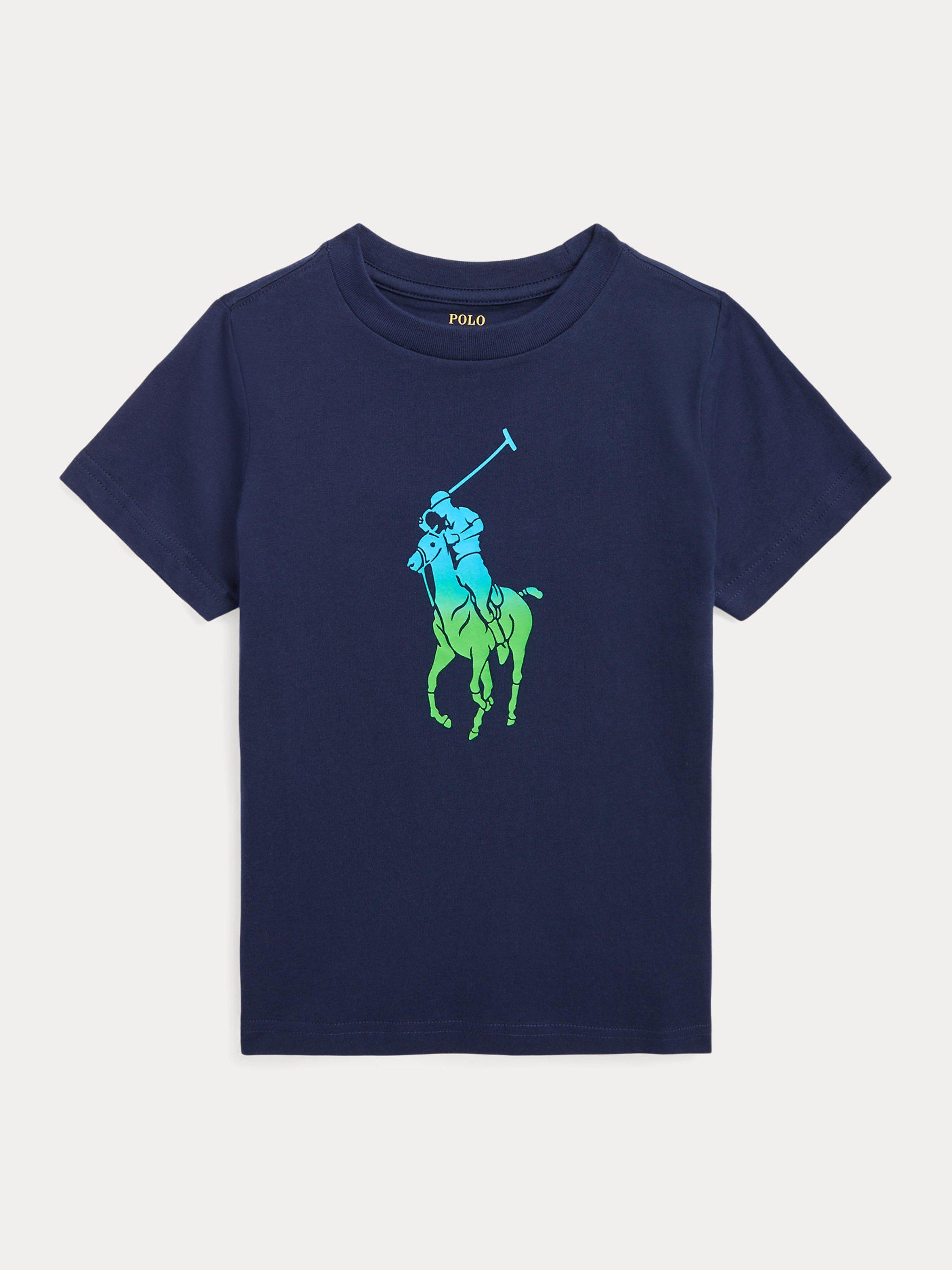 Ralph Lauren Kids' Ombre Pony Logo Short Sleeve T-Shirt, Cruise Navy