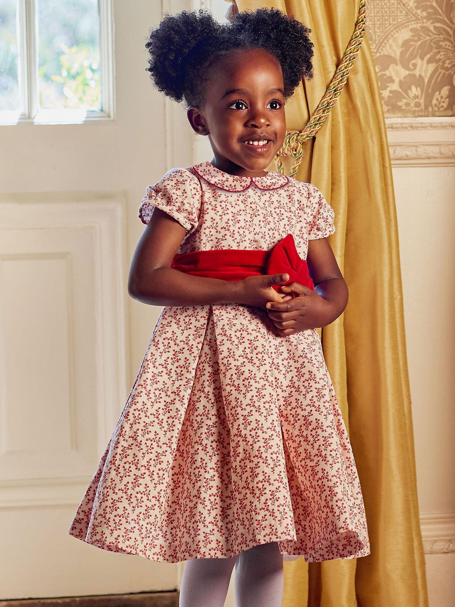 Trotters Bethany Floral Bow Party Dress, Red