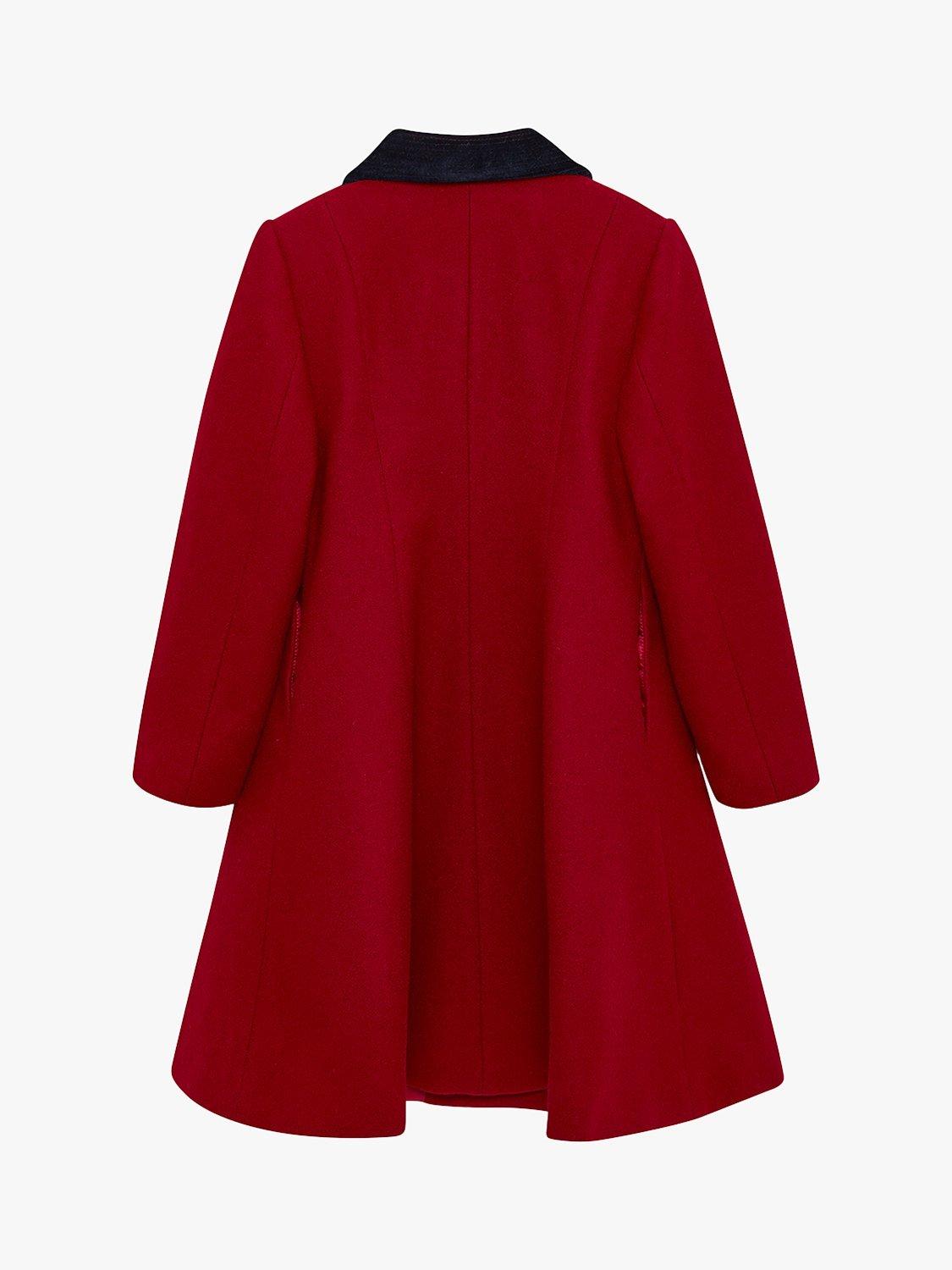 Product image 2 of 5, which shows Trotters Heritage Kids' Scallop Edge Wool Coat, Red, 2 years