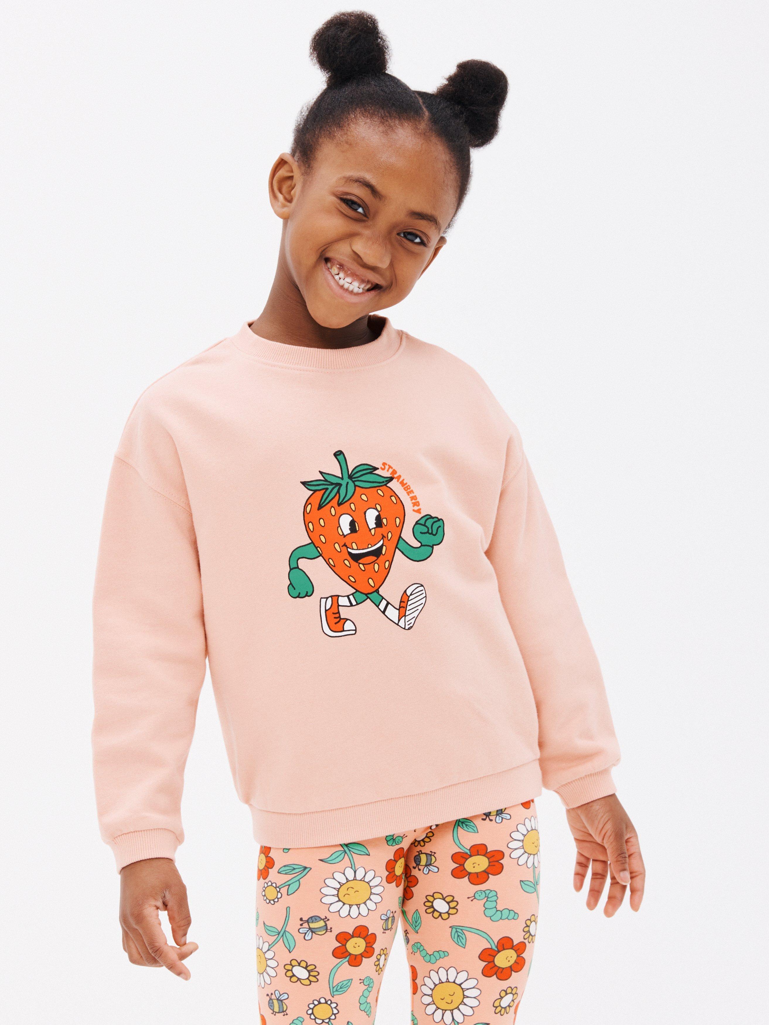 John Lewis ANYDAY Strawberry Graphic Sweatshirt, Pink