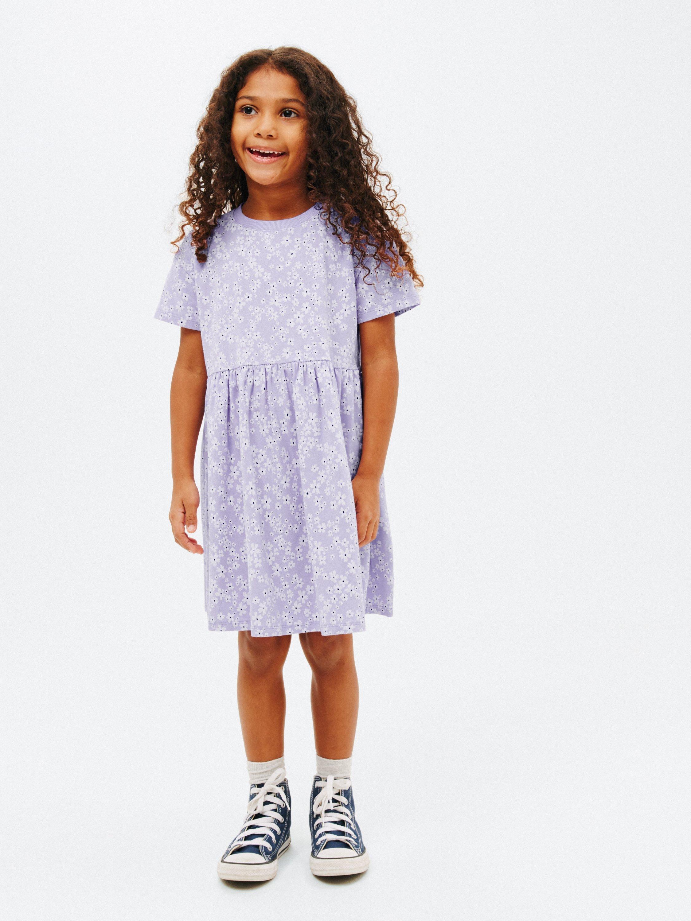 John Lewis Kids' Floral Smock Jersey Dress, Lilac