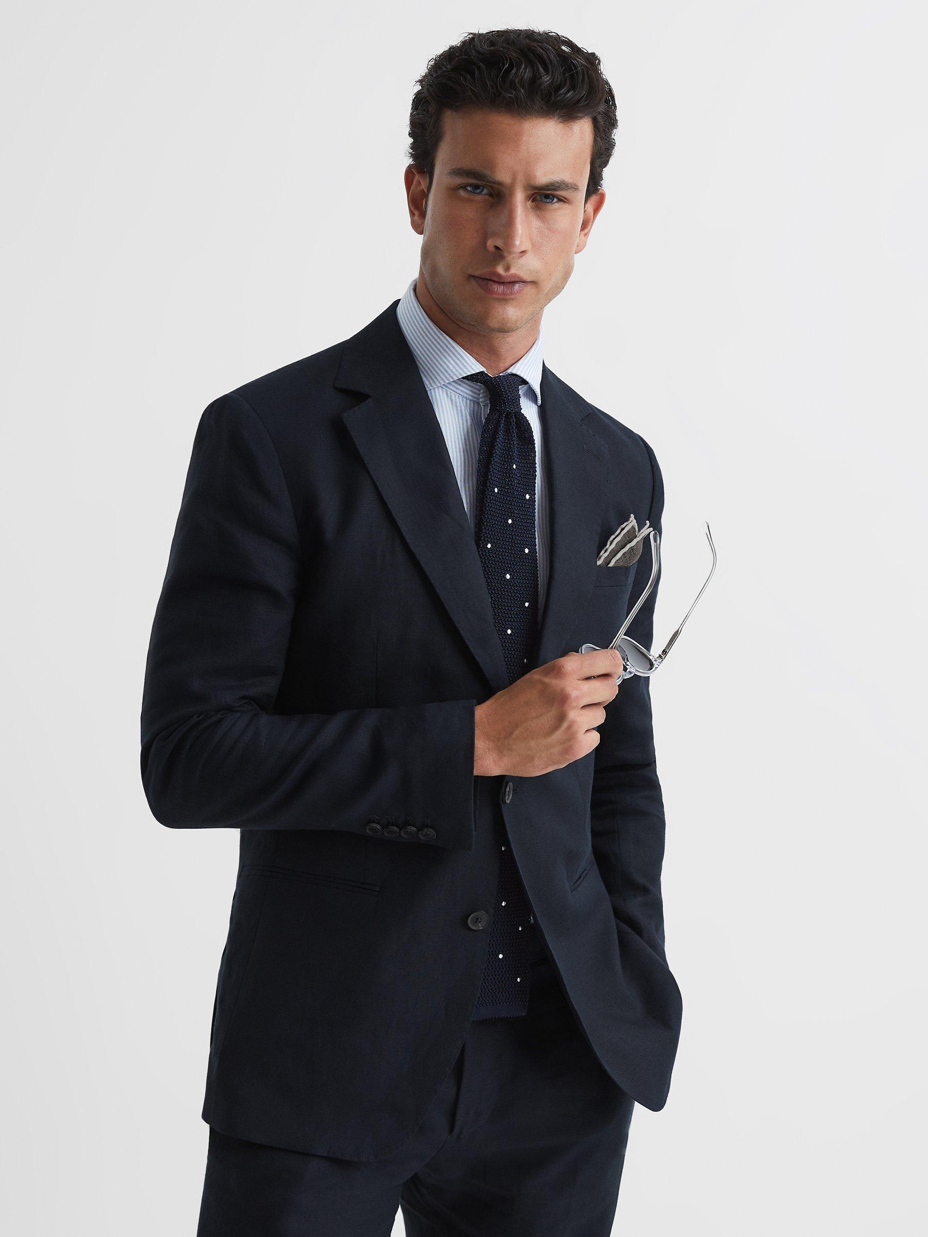 Reiss Kin Linen Single Breasted Suit Jacket