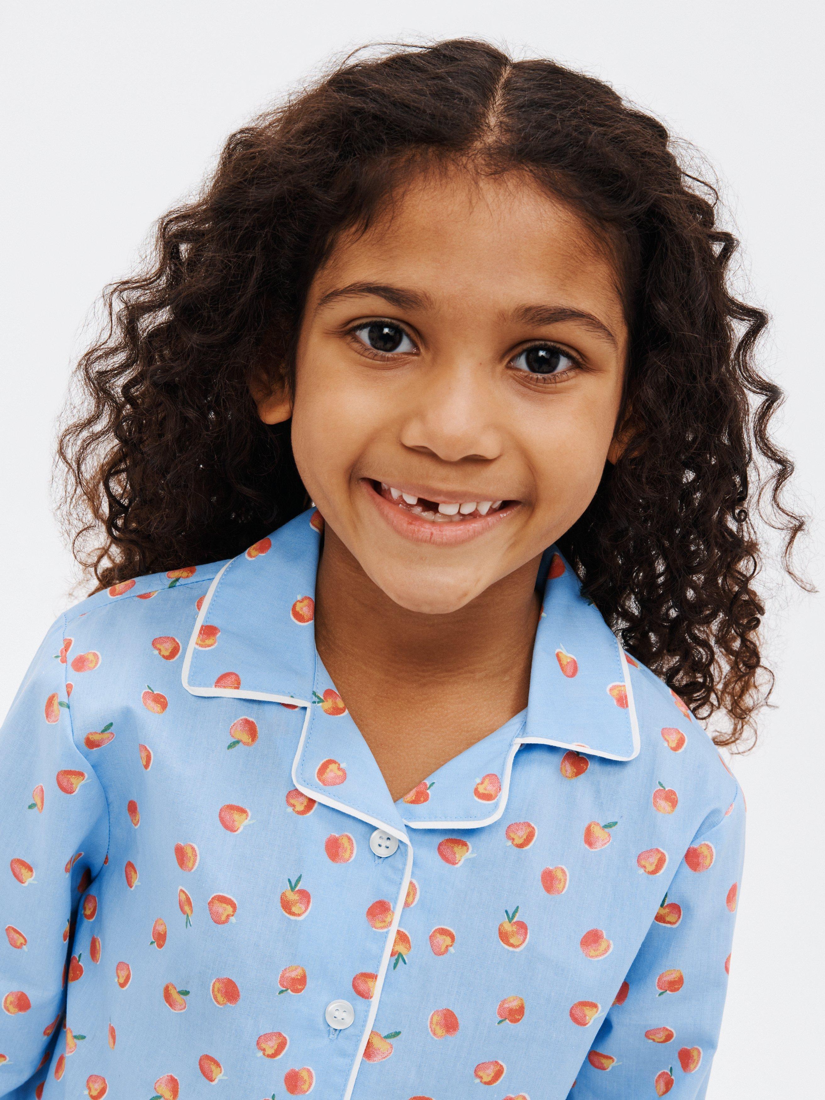 John Lewis Kids’ Apples Woven Pyjama Set, Blue