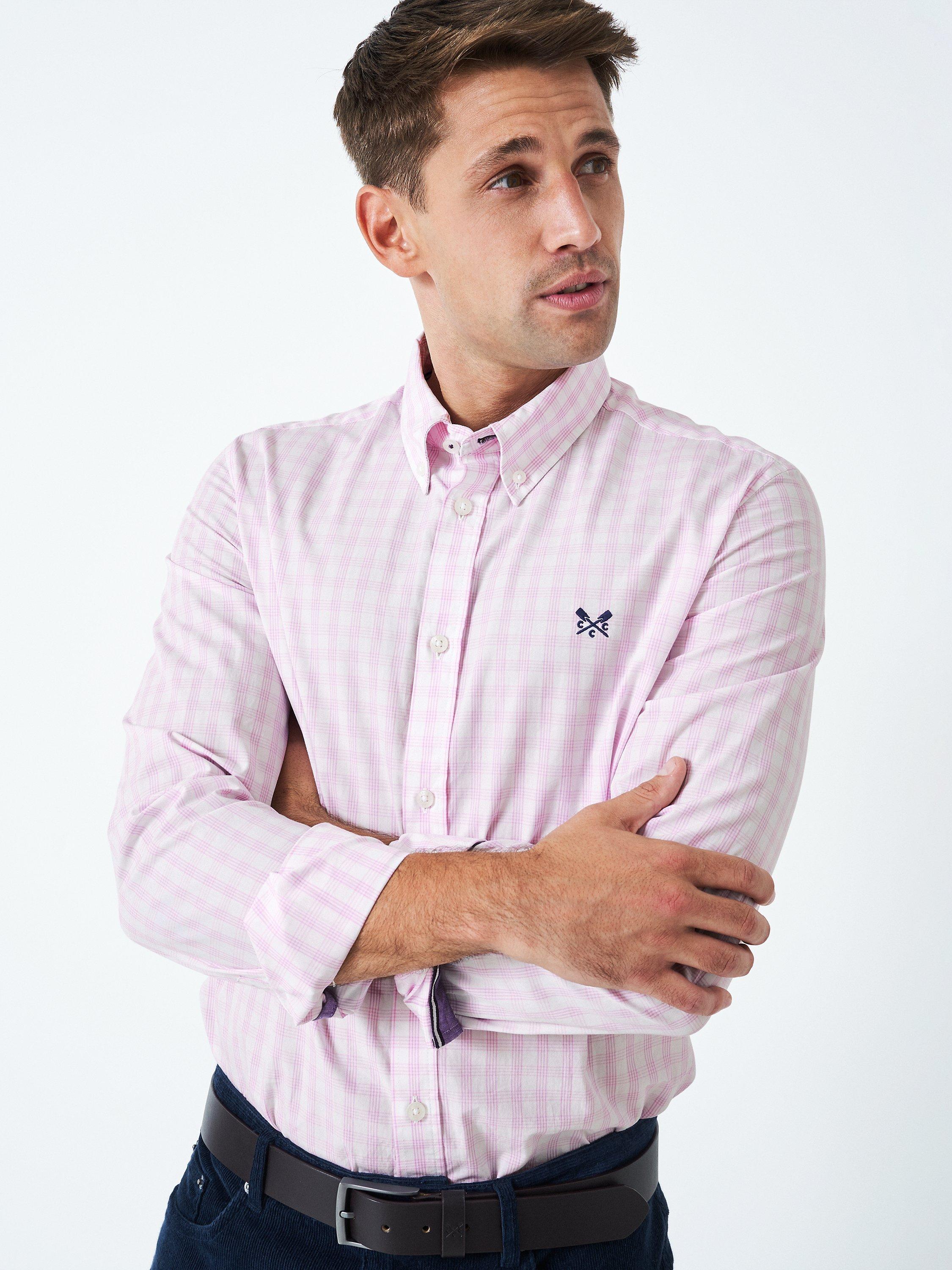 Crew Clothing Newbury Check Shirt, Coral Orange