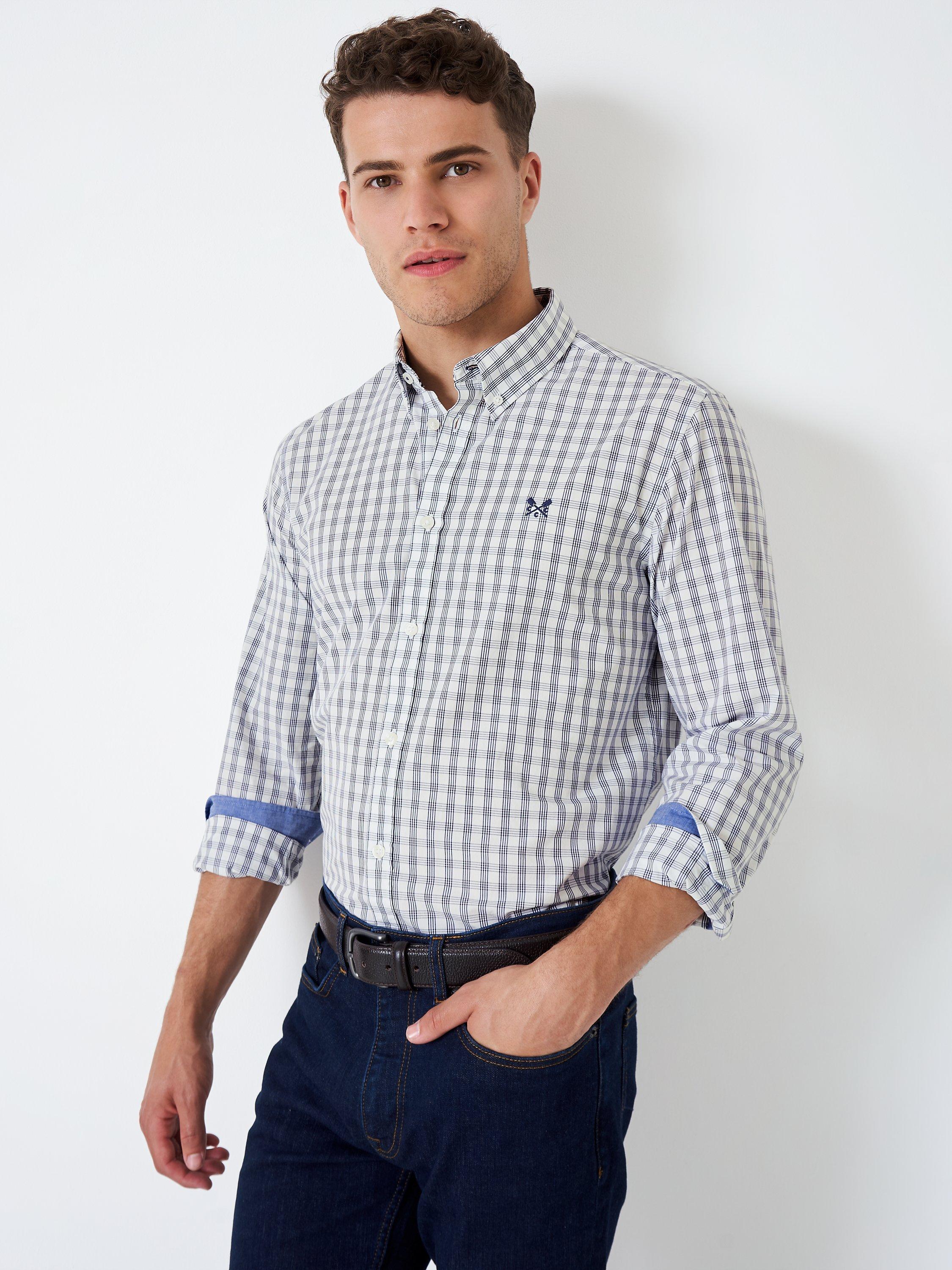 Crew Clothing Newbury Check Shirt, Chambray Blue