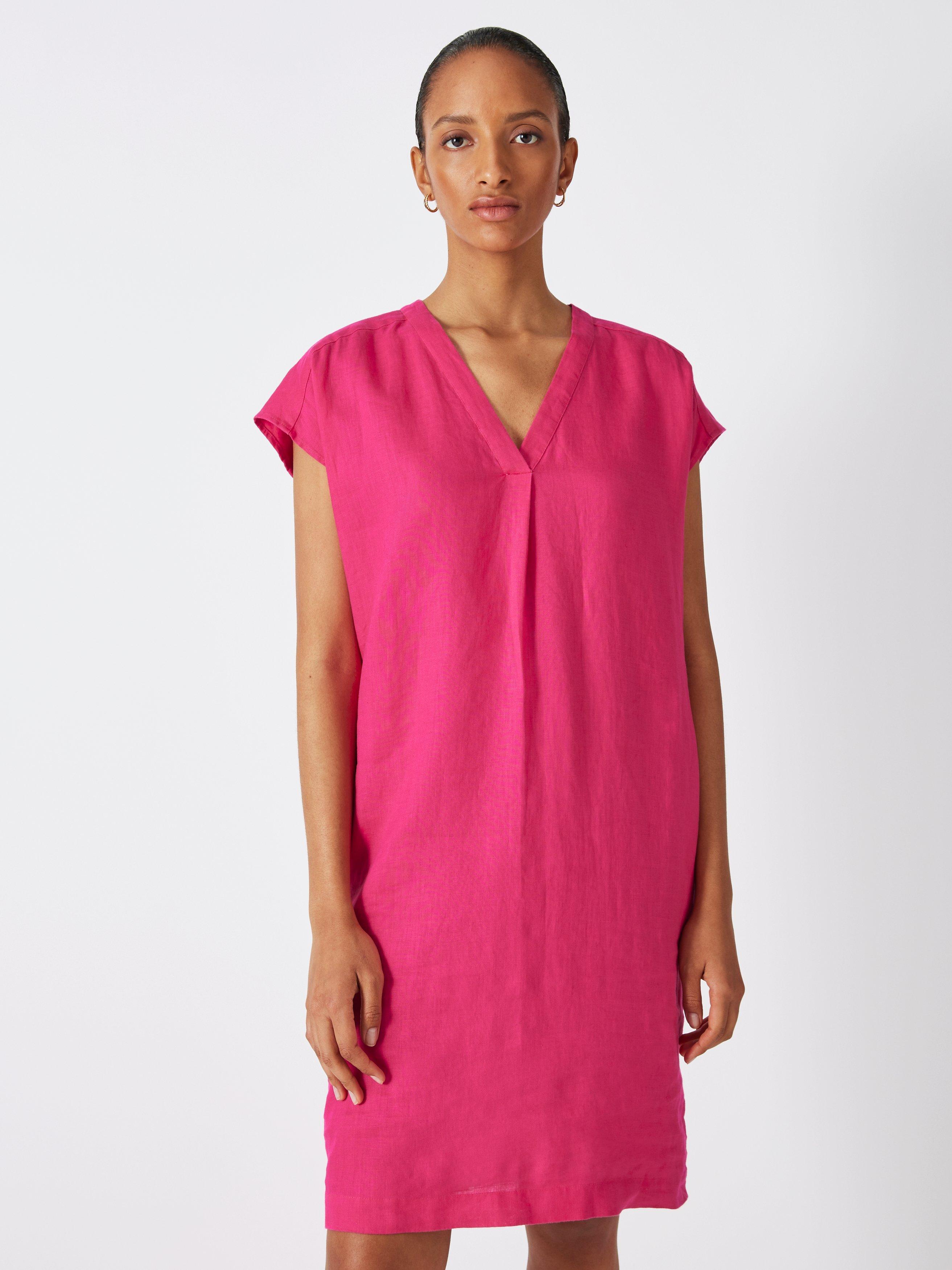 John Lewis Linen Blend Tunic Mini Dress, Pink