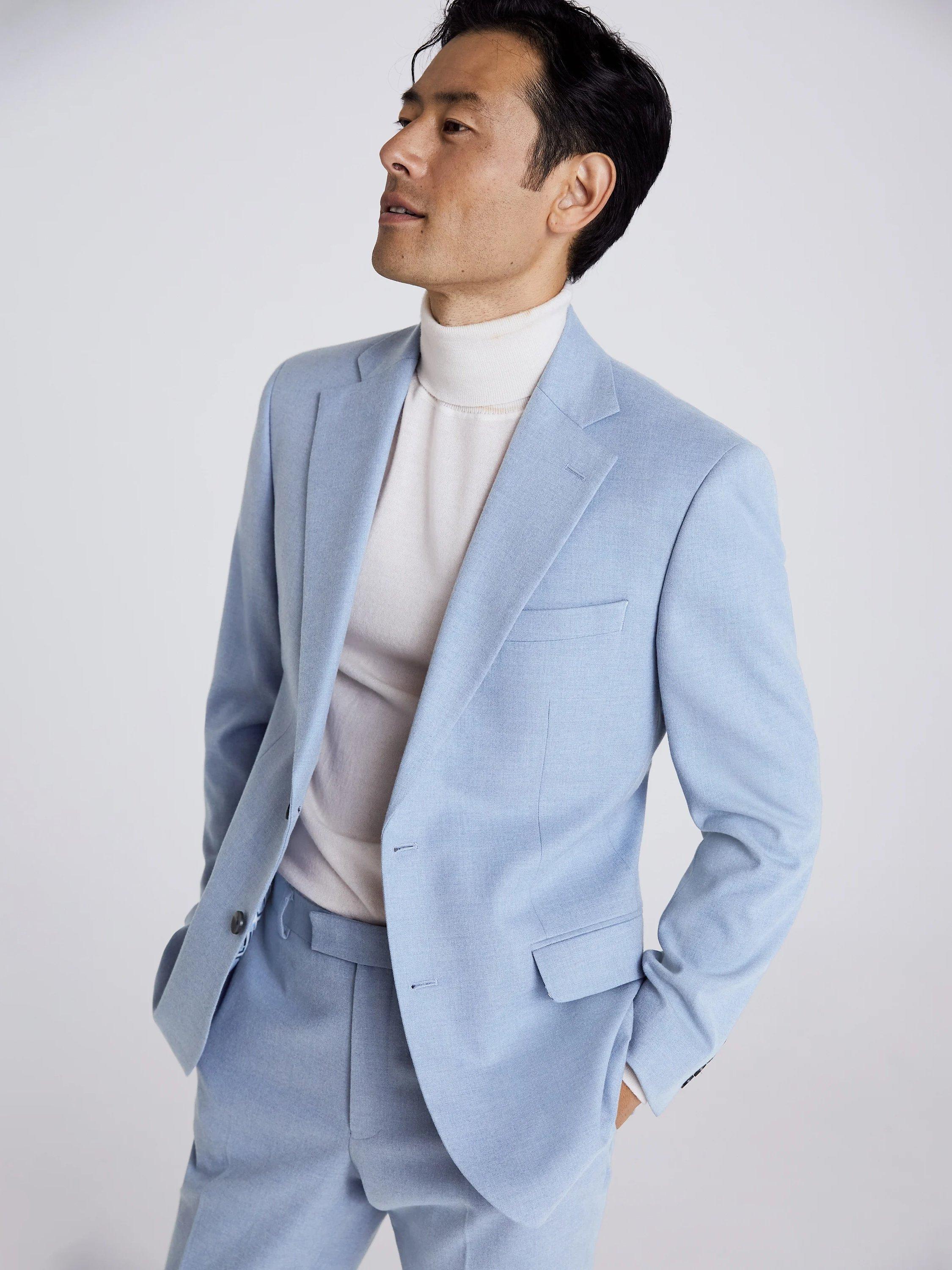 Moss Tailored Fit Flannel Suit Jacket, Light Blue