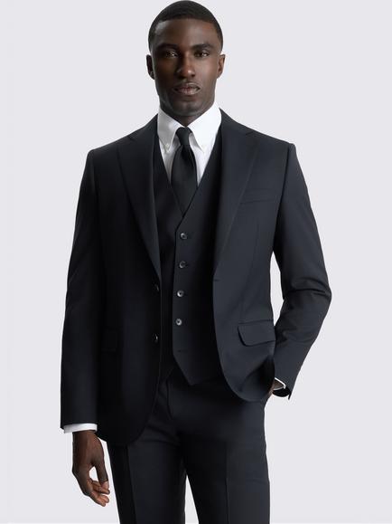 Moss Tailored Fit Wool Blend Performance Suit Jacket, Black