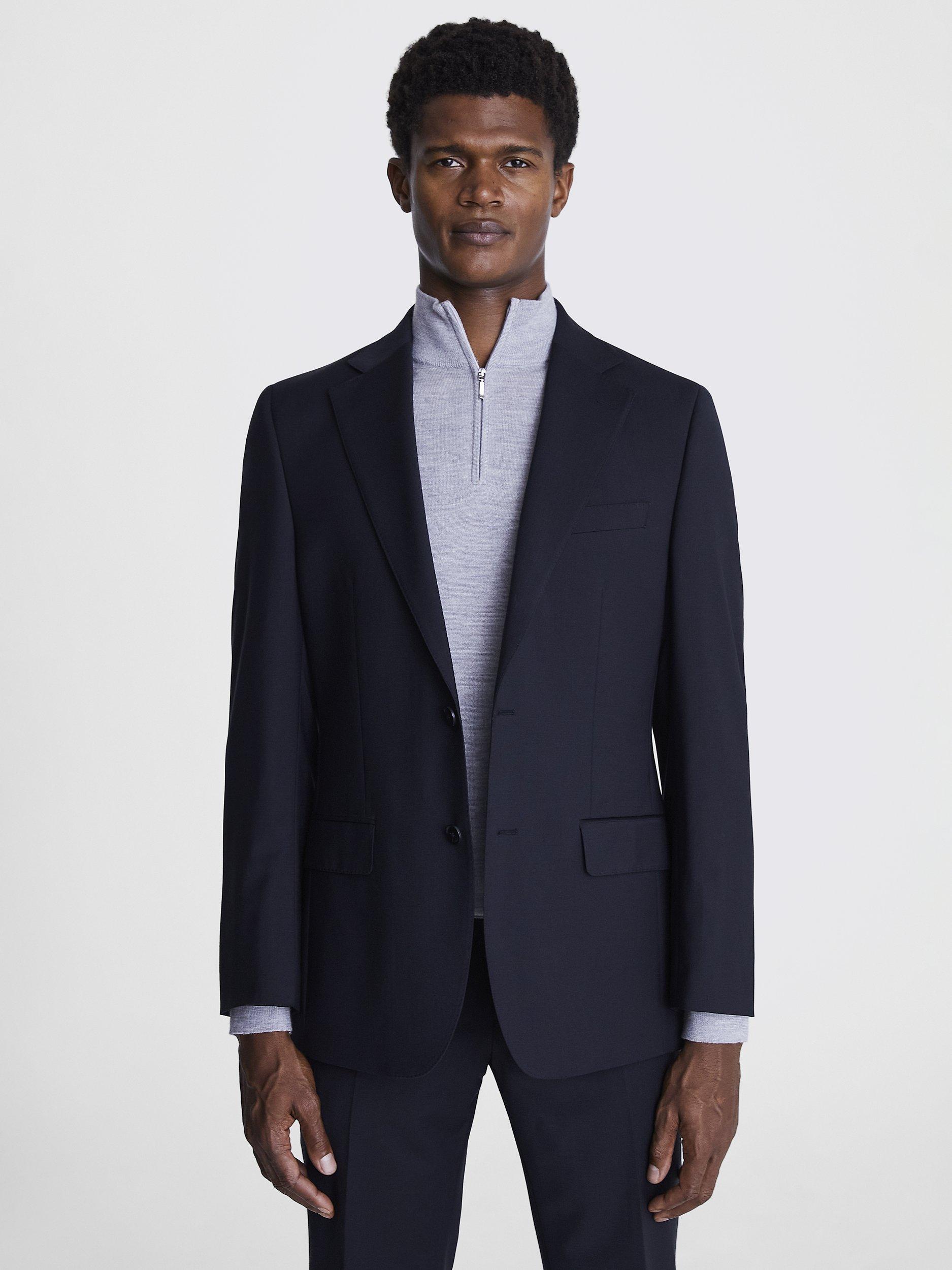 Moss Tailored Fit Wool Blend Suit Jacket Black