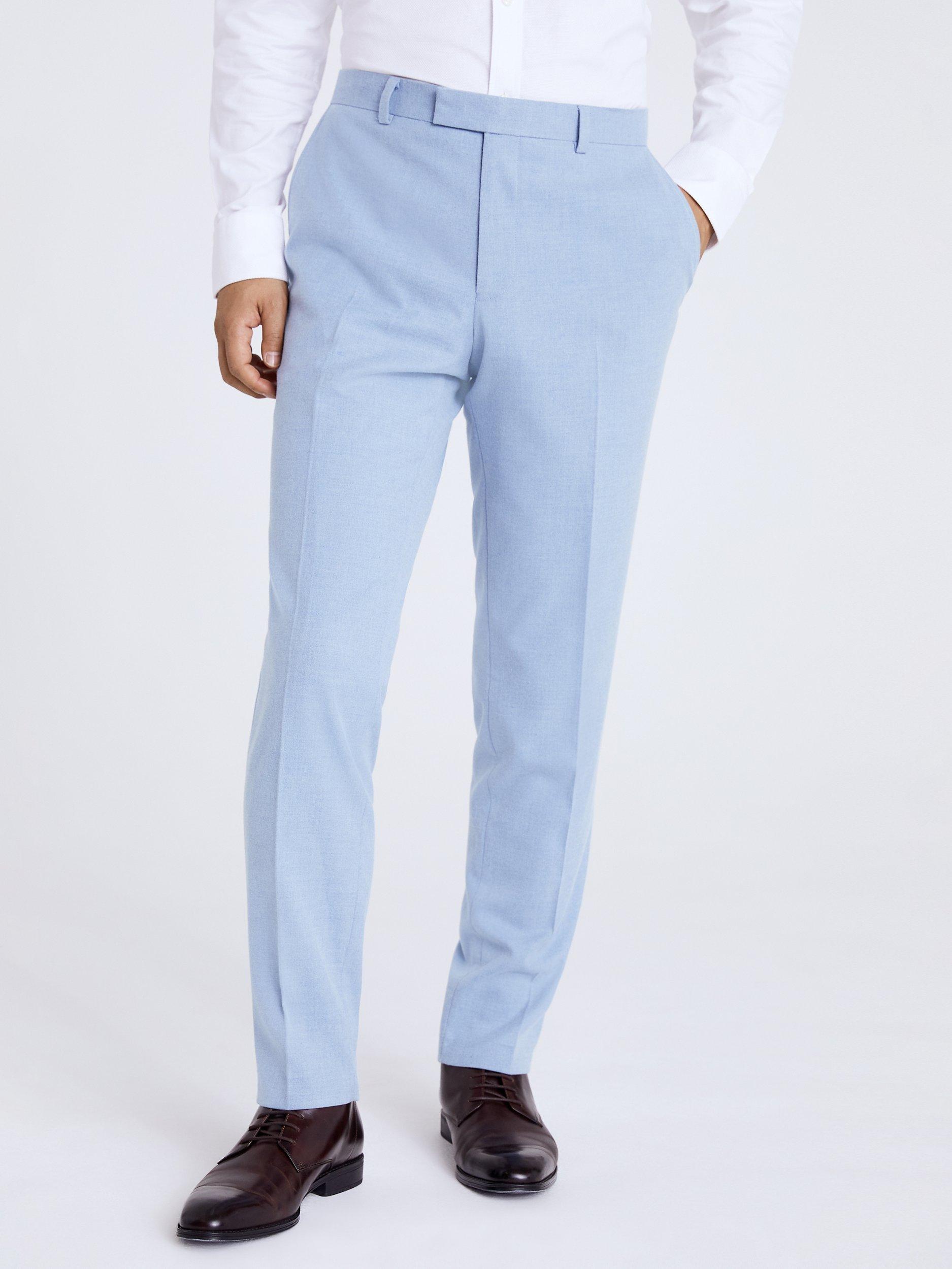 Moss Tailored Fit Flannel Suit Trousers, Light Blue