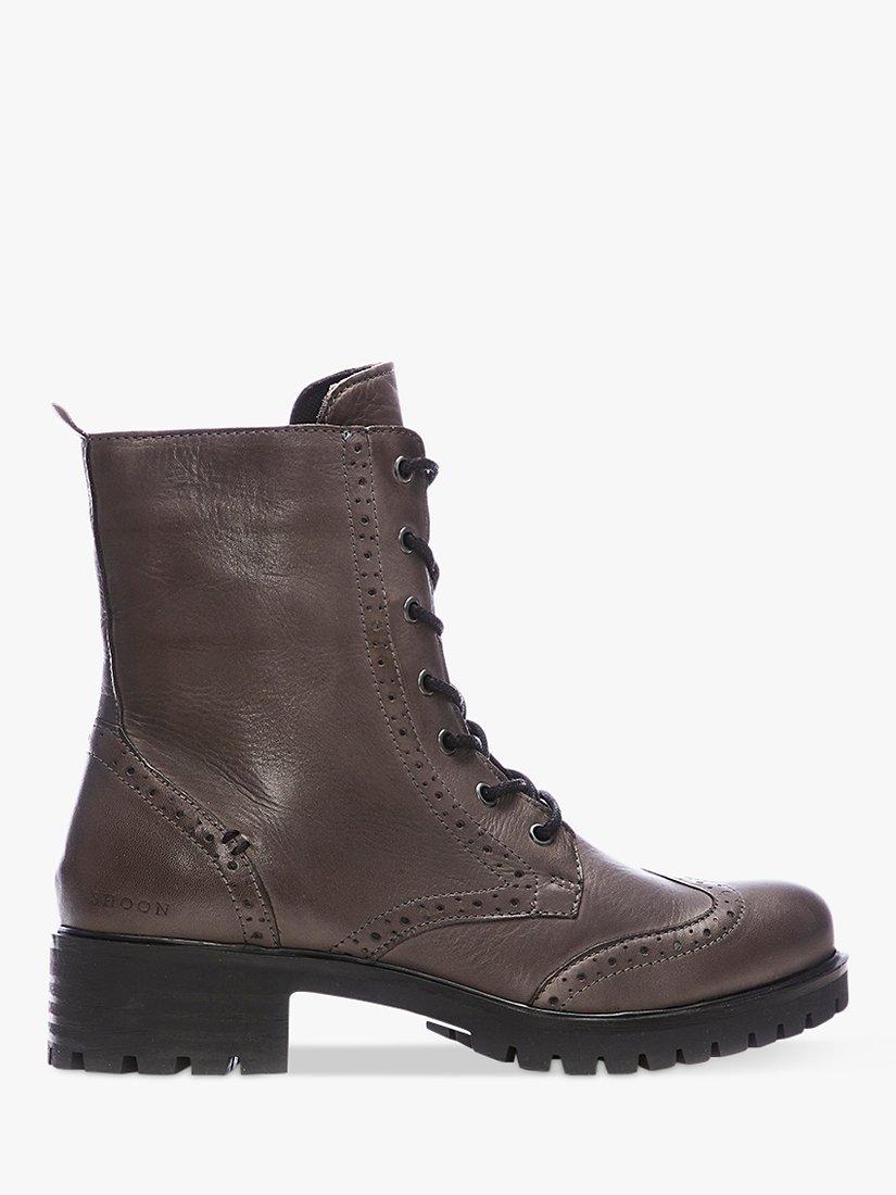 Moda in Pelle Shlrogue Leather Lace Up Boots, Grey