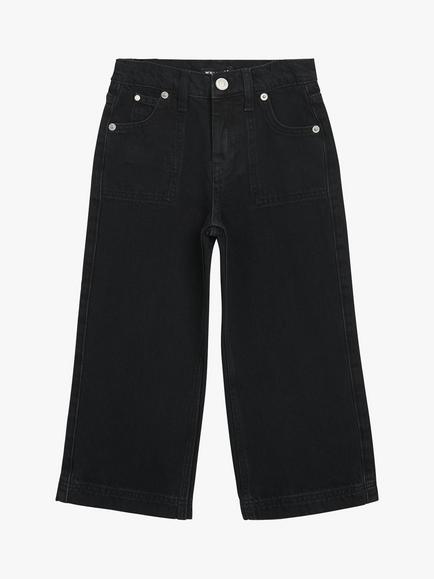 Whistles Kids' Wide Leg Denim Jeans, Black