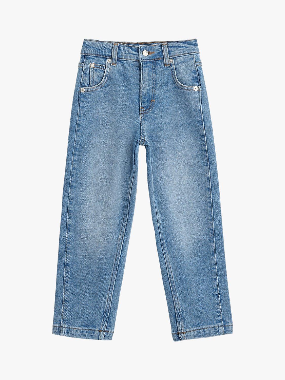 Product image 1 of 4, which shows Whistles Kids' Stretch Barrel Leg Jeans, Light Wash, 3-4 years