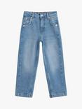 Whistles Kids' Stretch Barrel Leg Jeans, Light Wash