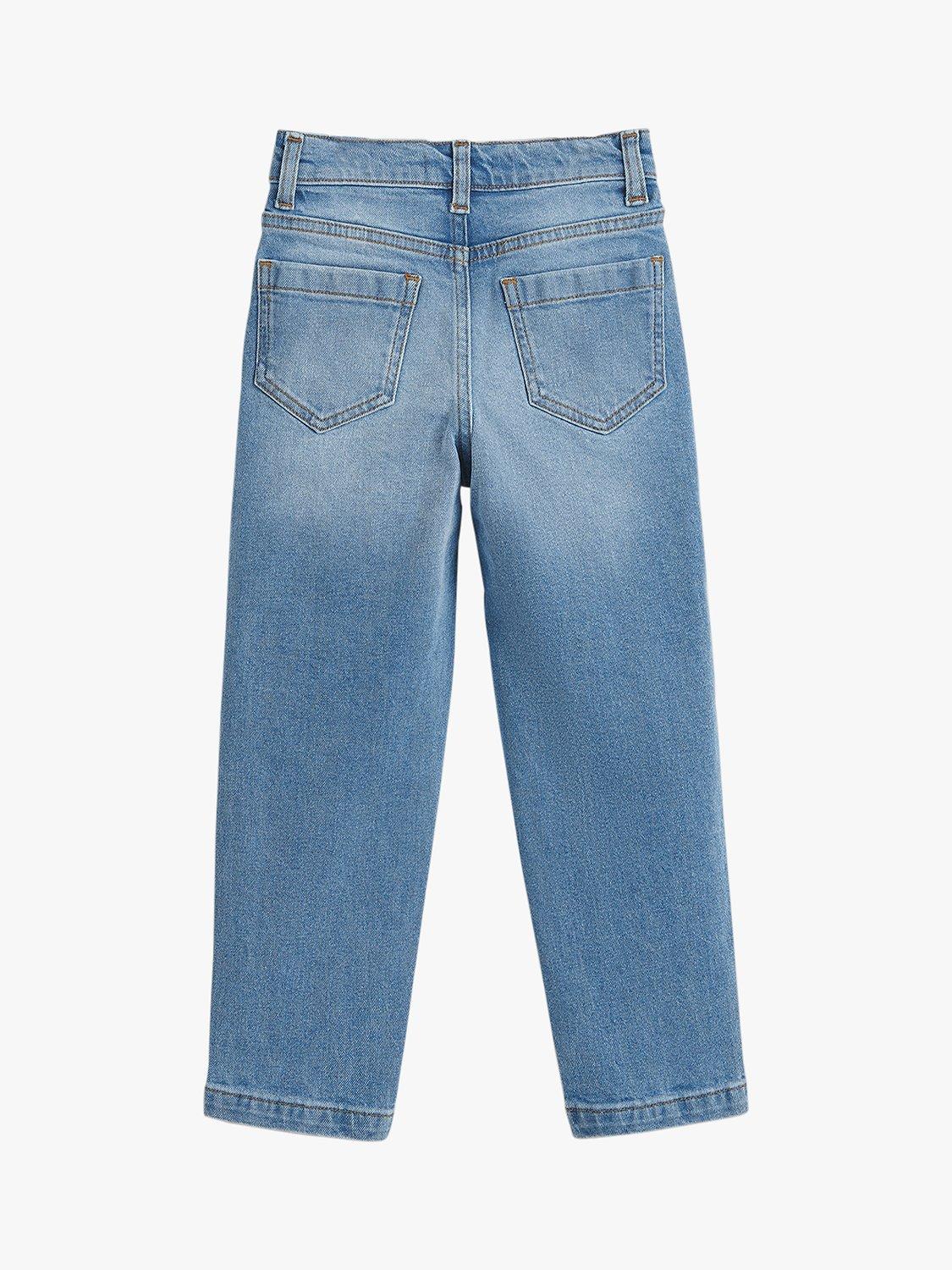 Product image 2 of 4, which shows Whistles Kids' Stretch Barrel Leg Jeans, Light Wash, 3-4 years