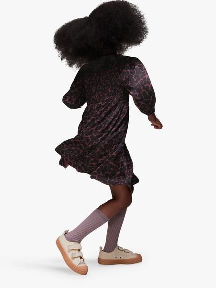 Whistles Kids' Smudge Animal Print Dress, Primrose/Multi - view 2, Primrose/Multi