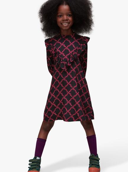 Whistles Kids' Avery Daisy Trellis Print Dress, Pink/Multi - view 2, Pink/Multi