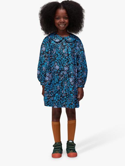 Whistles Kids' Sofia Boho Floral Print Dress, Blue/Multi, Blue/Multi