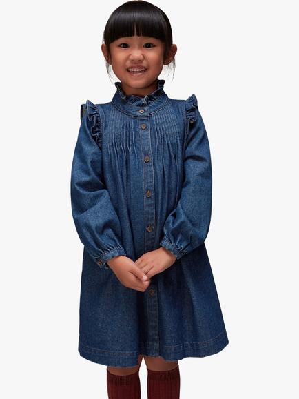 Whistles Kids' Denim Dress, Dark Blue, Dark Blue