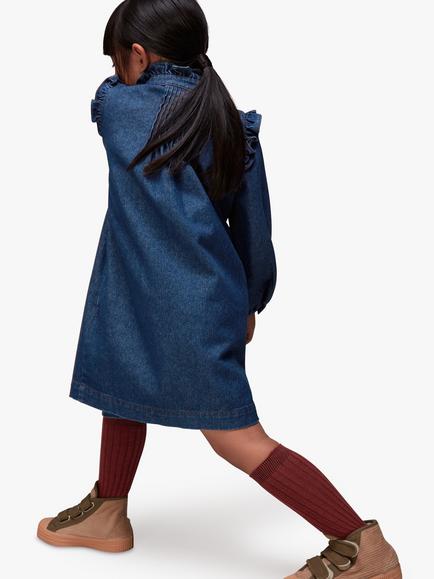 Whistles Kids' Denim Dress, Dark Blue - view 2, Dark Blue