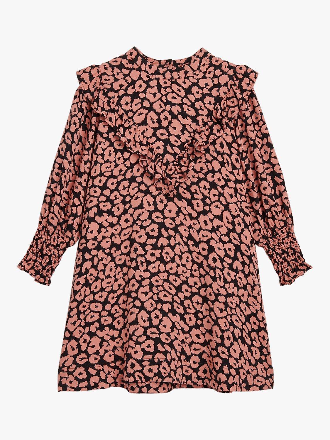 Product image 5 of 7, which shows Whistles Kids' Avery Fuzzy Leopard Dress, Pink/Multi, 3-4 years