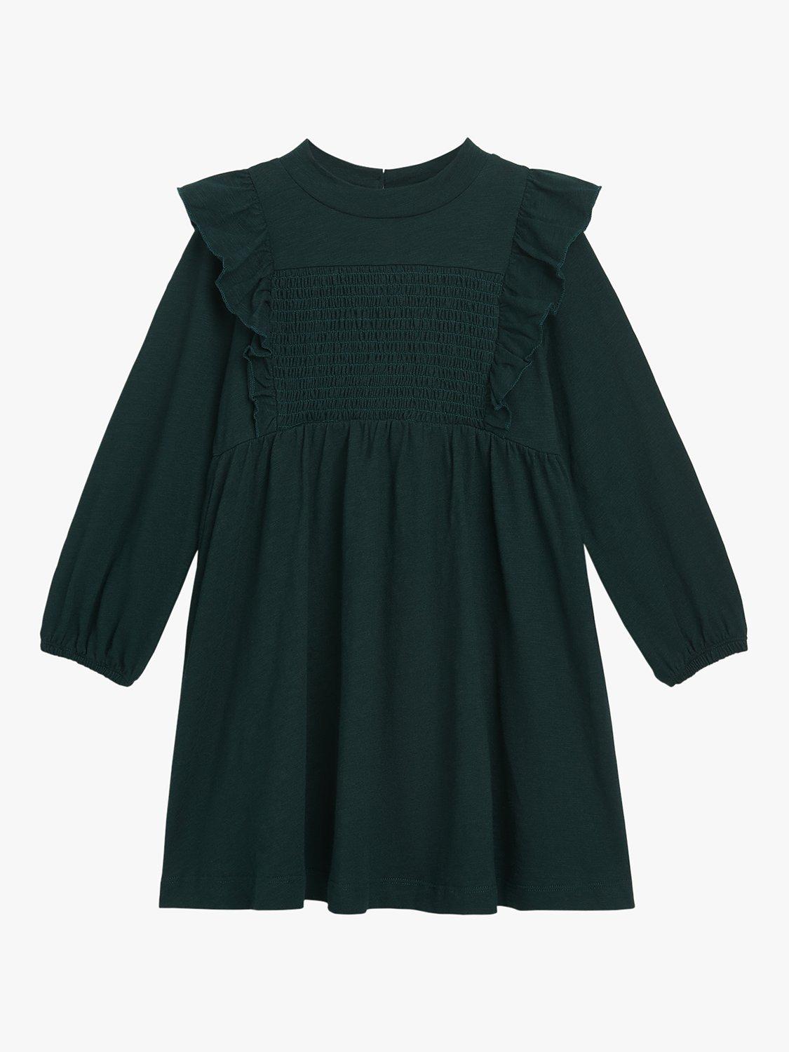 Product image 1 of 4, which shows Whistles Kids' Una Tunic Dress, Dark Green, 4-5 years