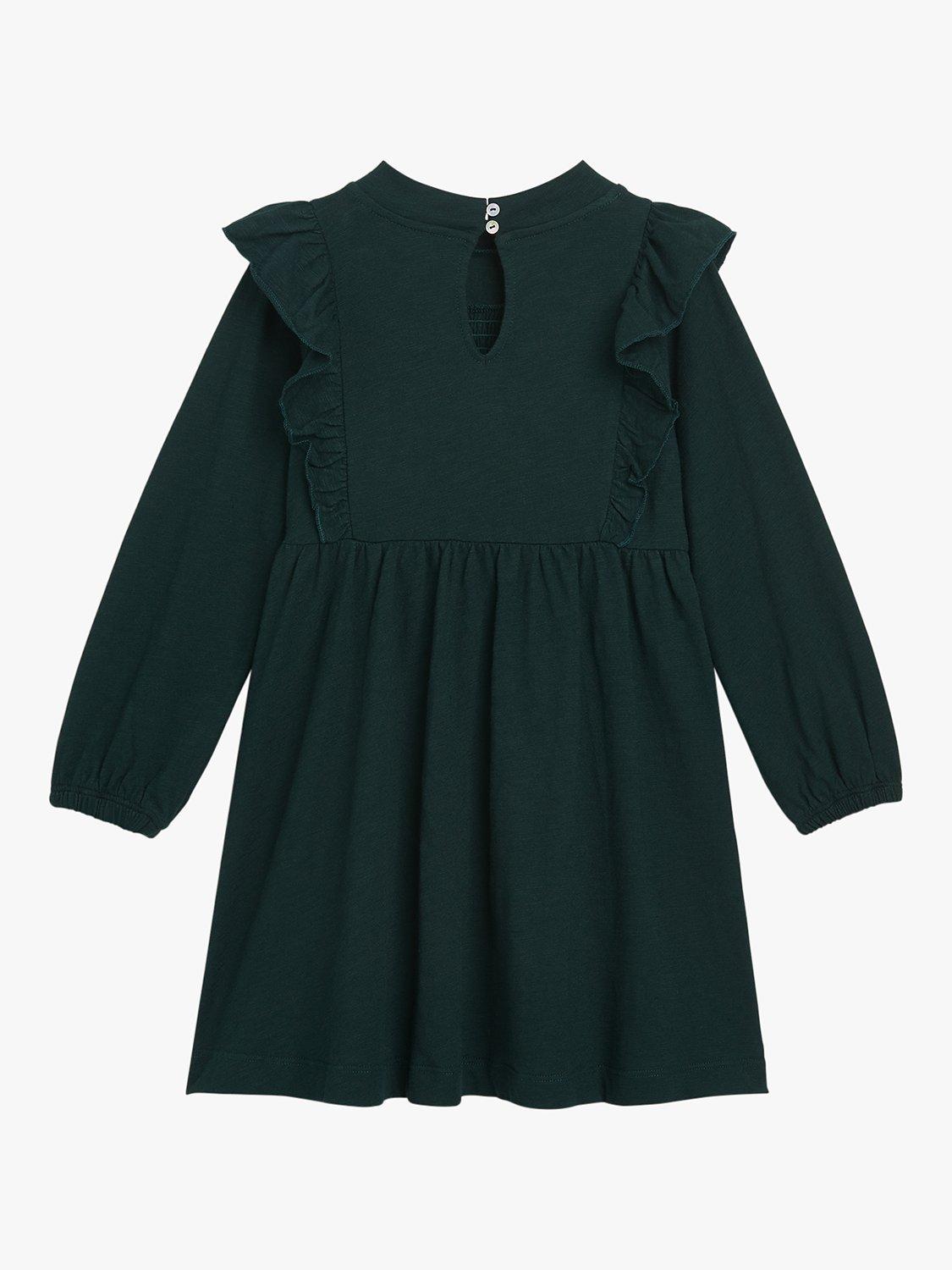 Product image 2 of 4, which shows Whistles Kids' Una Tunic Dress, Dark Green, 4-5 years