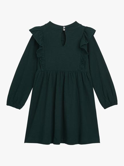 Whistles Kids' Una Tunic Dress, Dark Green - view 2, Dark Green