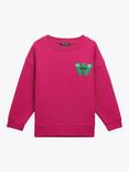 Whistles Kids' Monster Embroidered Sweatshirt, Pink