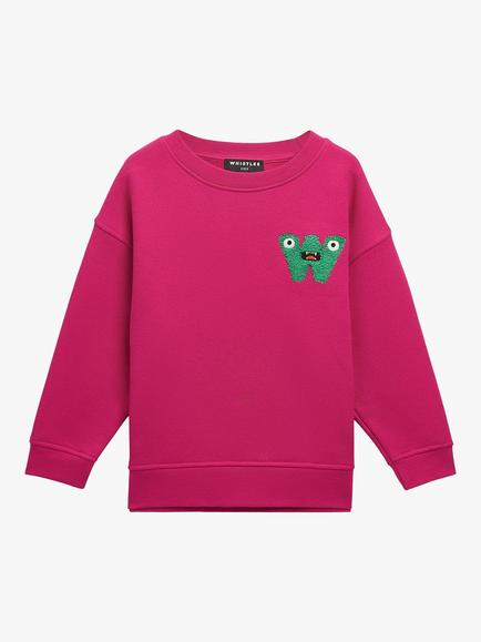 Whistles Kids' Monster Embroidered Sweatshirt, Pink, Pink