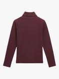 Whistles Kids' Ribbed High Neck Top, Aubergine