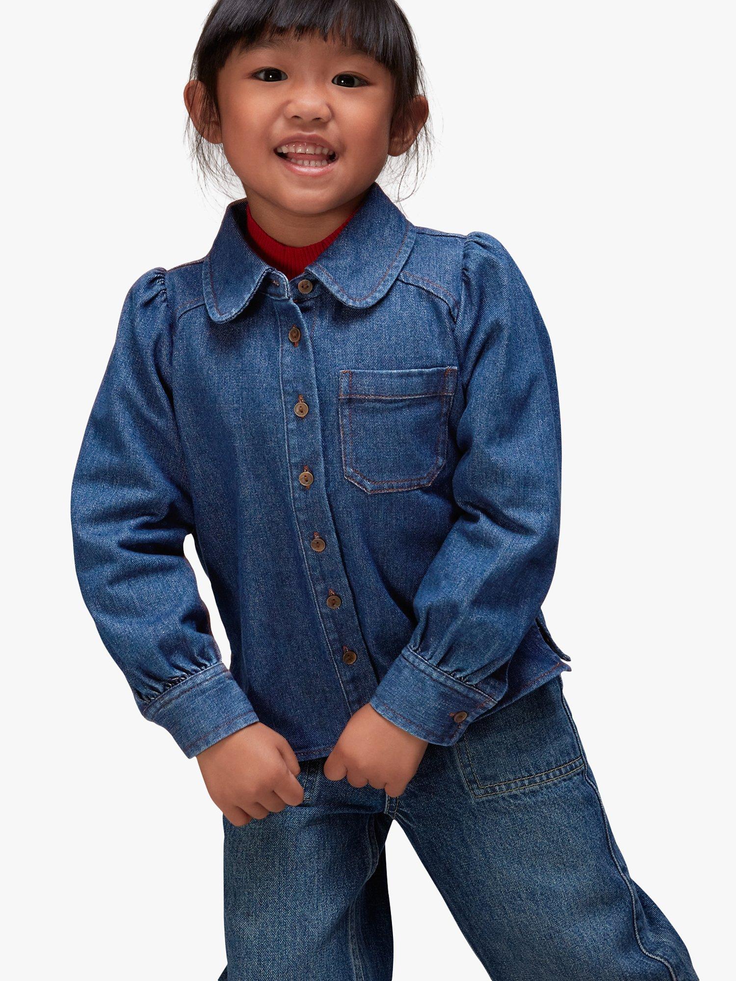 Whistles Kids' Hazel Denim Shirt, Blue, 3-4 years