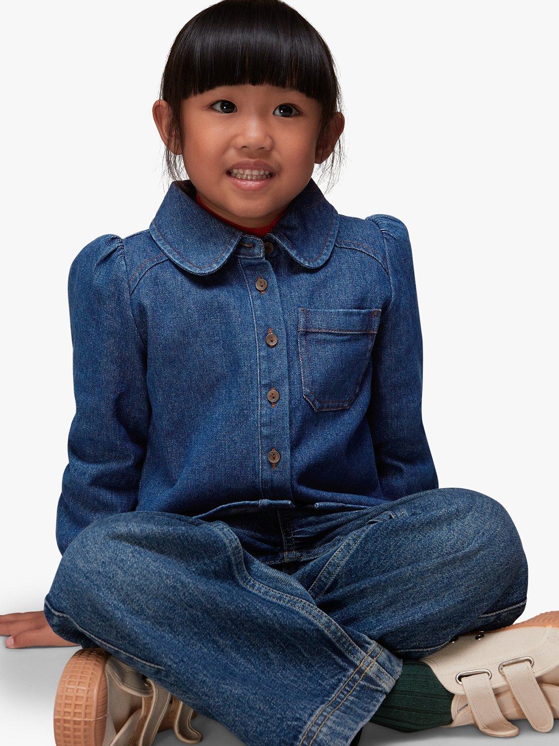 Whistles Kids' Hazel Denim Shirt, Blue, 3-4 years