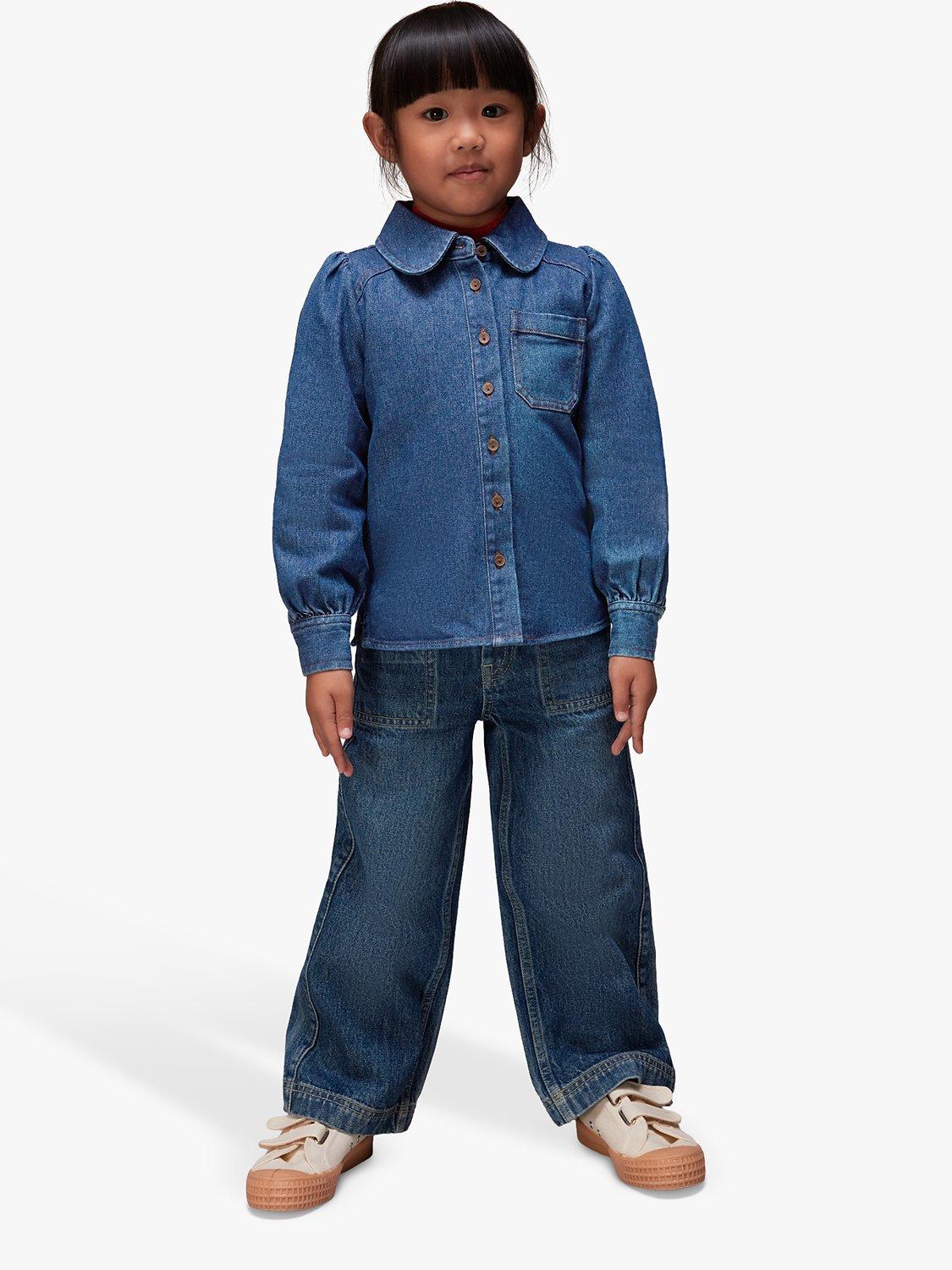 Whistles Kids' Hazel Denim Shirt, Blue, 3-4 years
