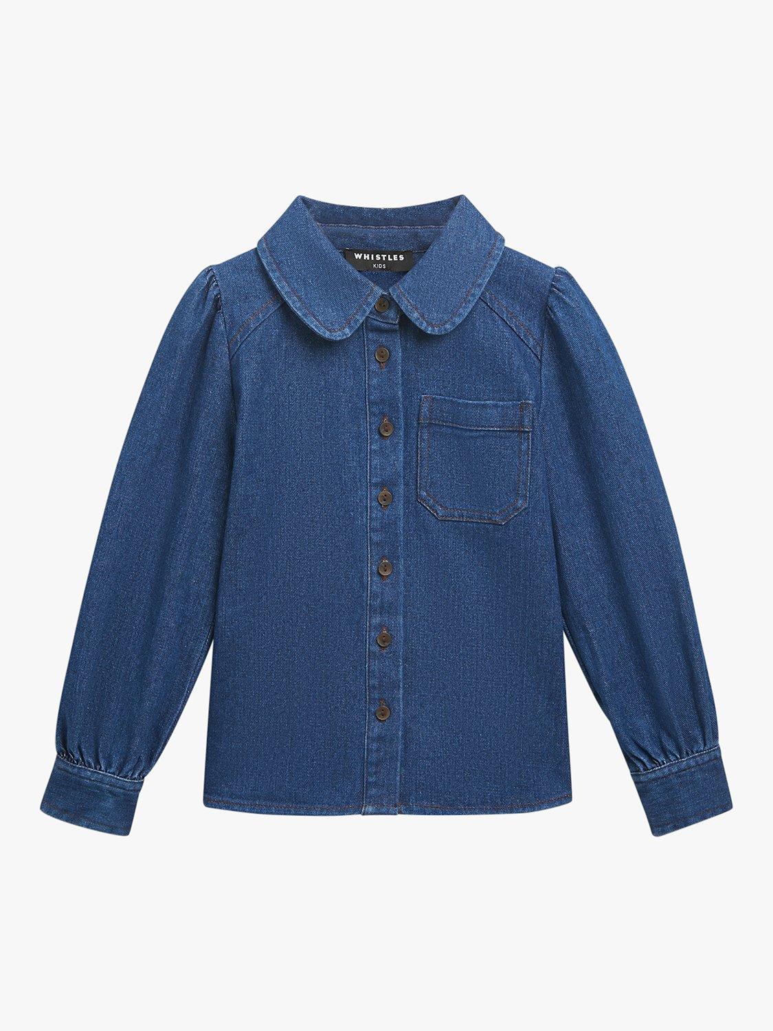 Whistles Kids' Hazel Denim Shirt, Blue, 3-4 years
