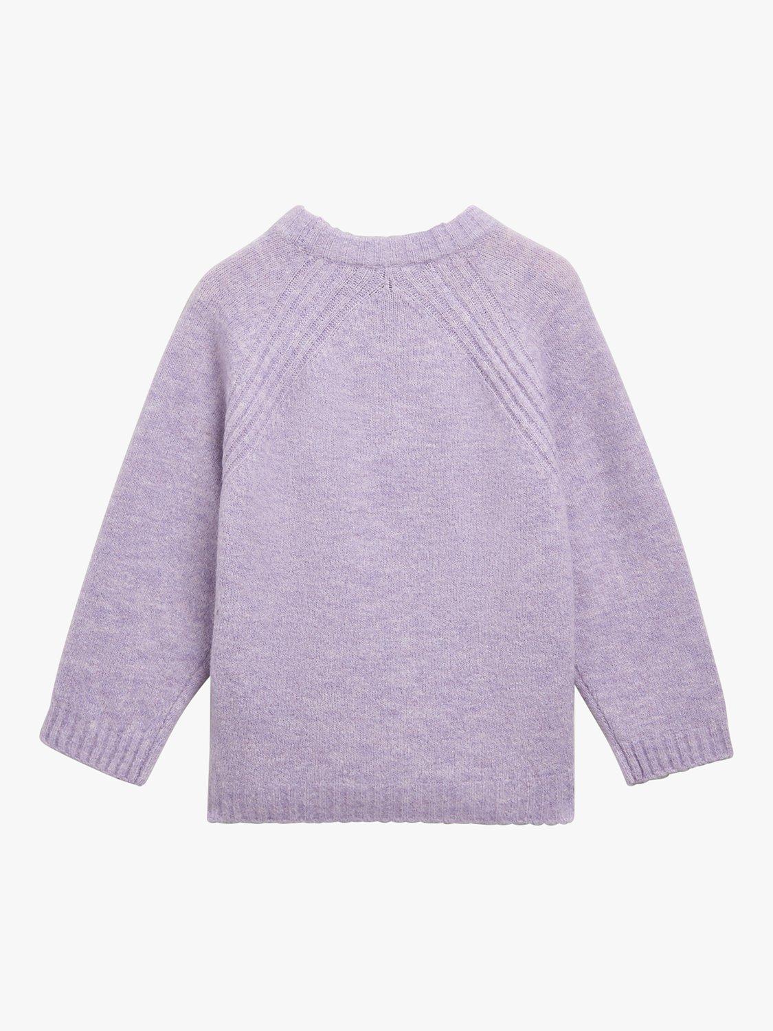 Product image 2 of 3, which shows Whistles Kids' Textured Crew Neck Jumper, Lilac, 3-4 years