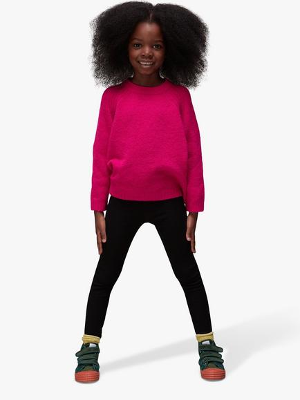 Whistles Kids' Textured Crew Neck Jumper, Pink, Pink
