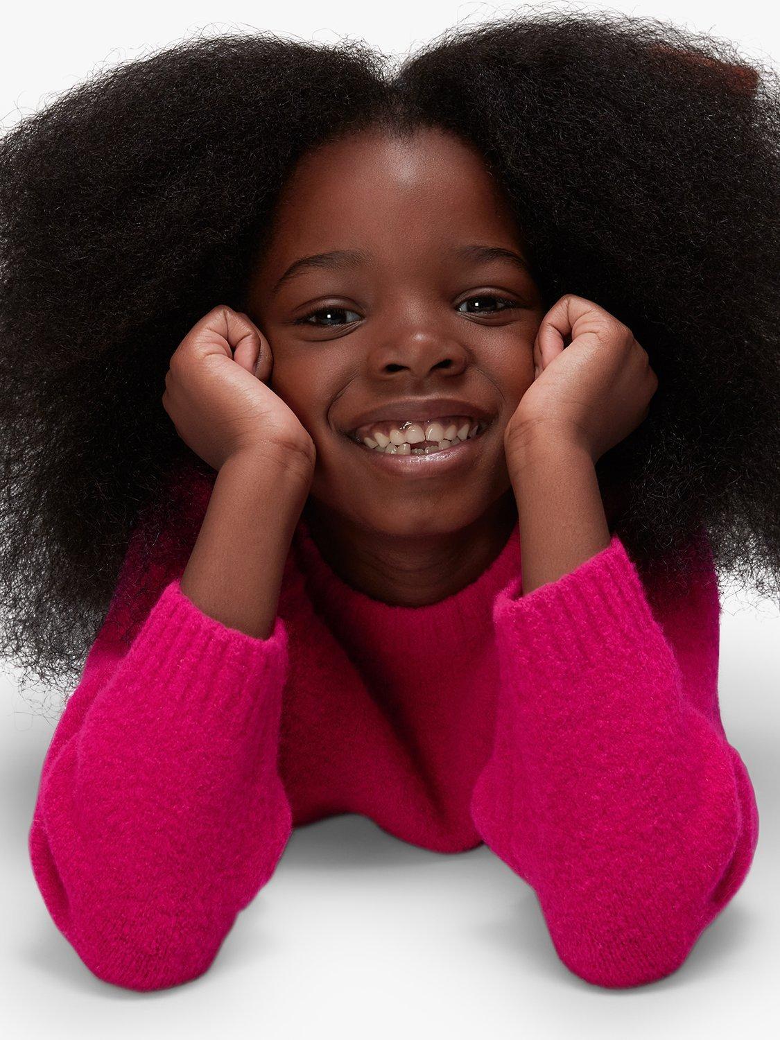 Product image 3 of 6, which shows Whistles Kids' Textured Crew Neck Jumper, Pink, 7-8 years