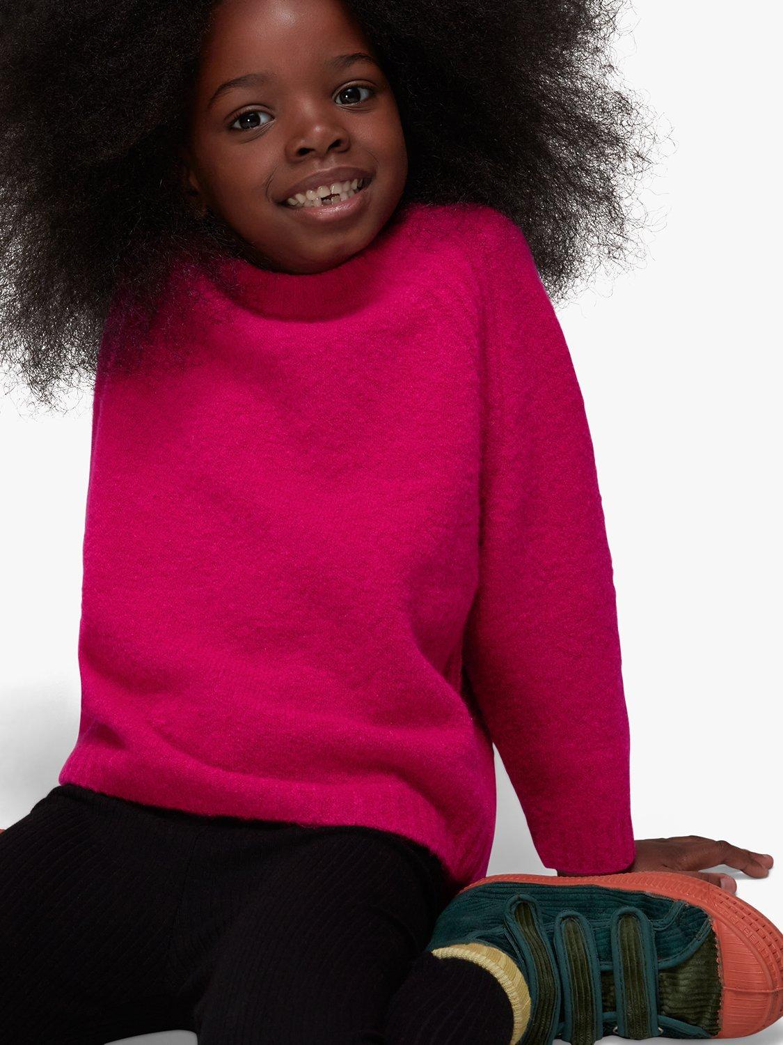 Product image 4 of 6, which shows Whistles Kids' Textured Crew Neck Jumper, Pink, 7-8 years