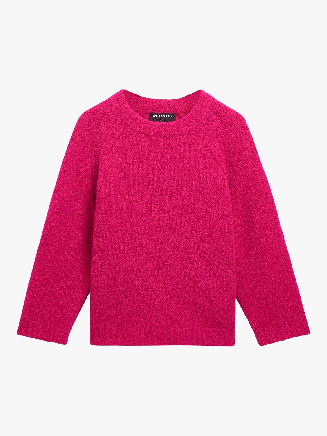 Whistles Kids' Textured Crew Neck Jumper, Pink, 3-4 years