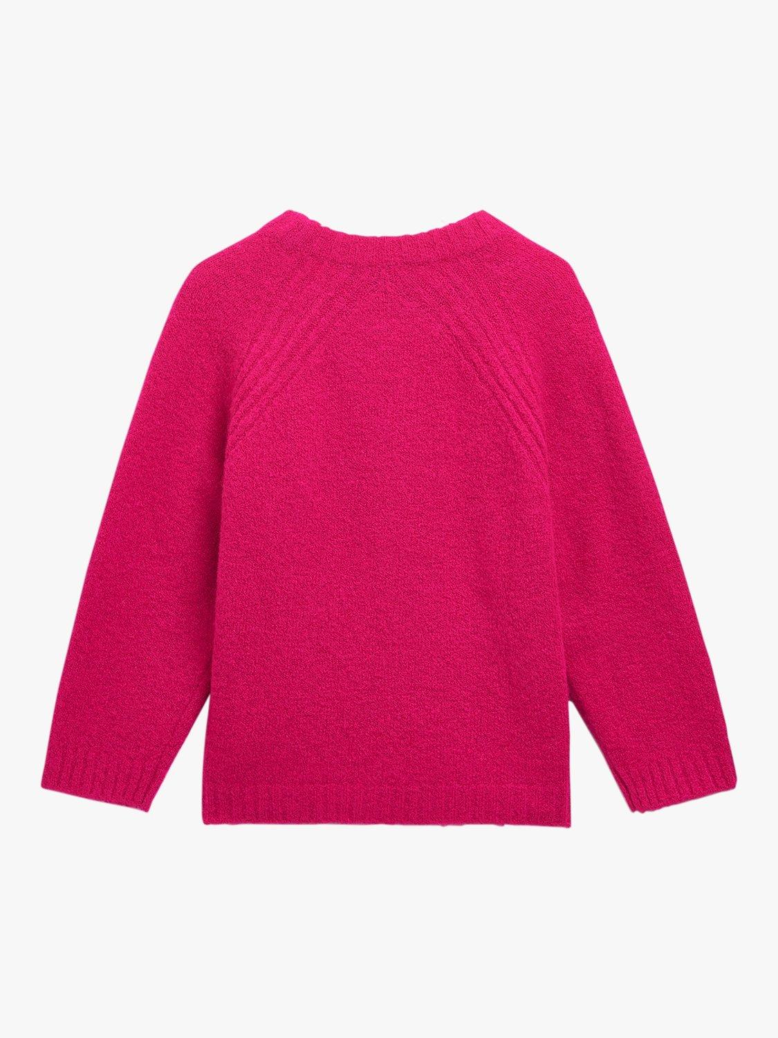 Whistles Kids' Textured Crew Neck Jumper, Pink, 3-4 years