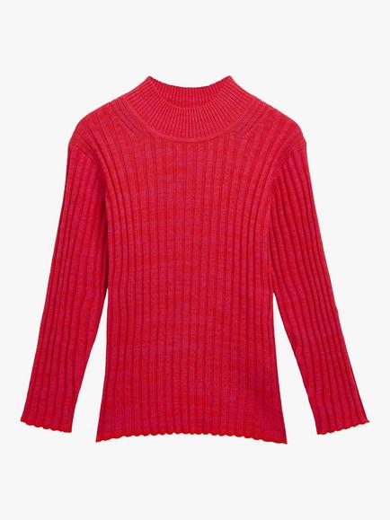 Whistles Kids' Rib Knit High Neck Jumper, Pink