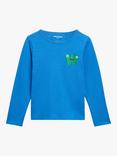 Whistles Kids' Monster Embroidered Long Sleeve Top, Blue