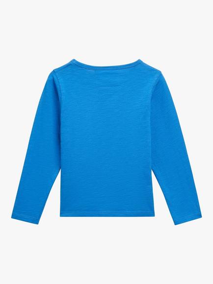 Whistles Kids' Monster Embroidered Long Sleeve Top, Blue - view 2, Blue