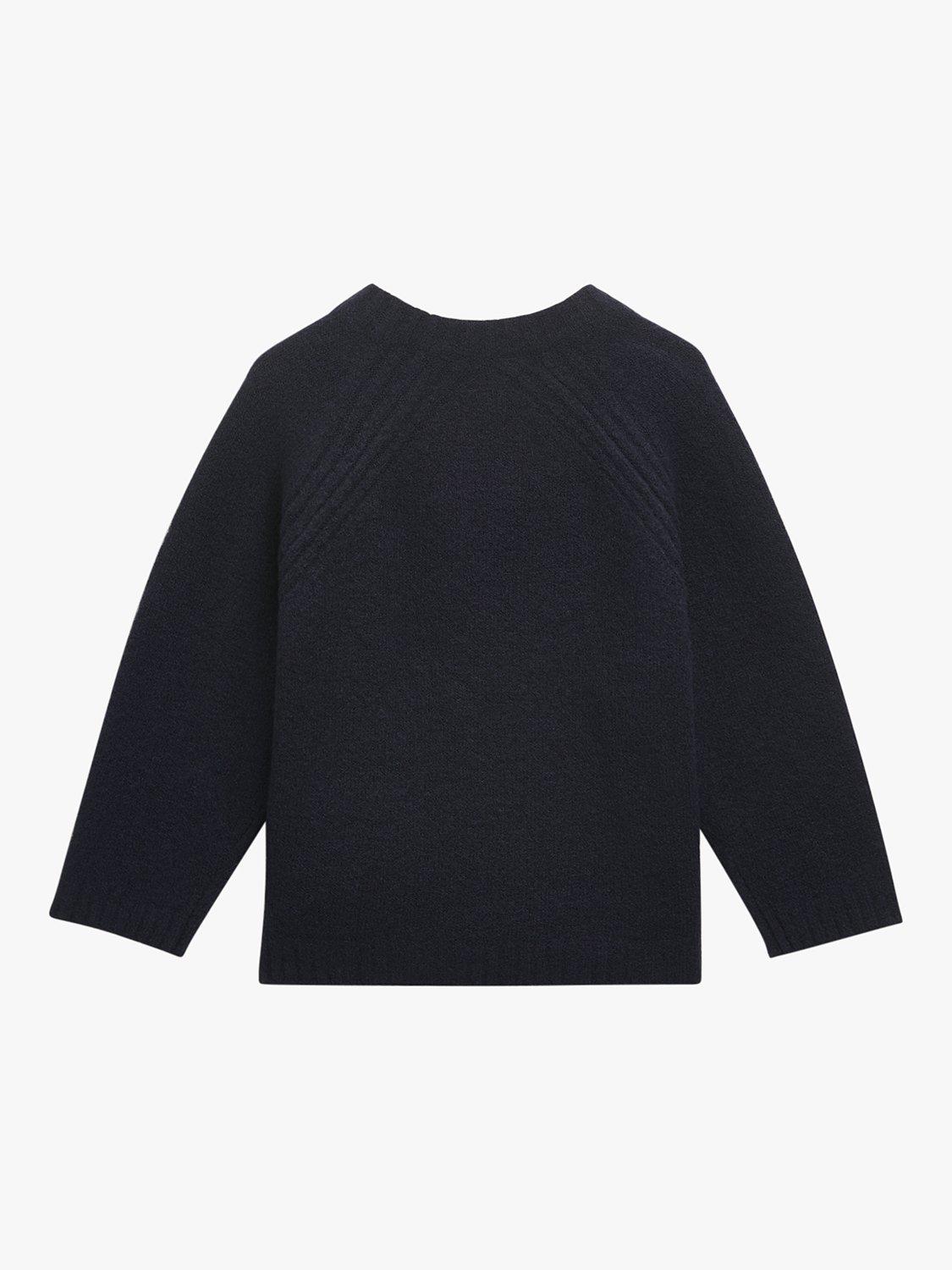 Product image 2 of 3, which shows Whistles Kids' Textured Crew Neck Jumper, Navy, 3-4 years