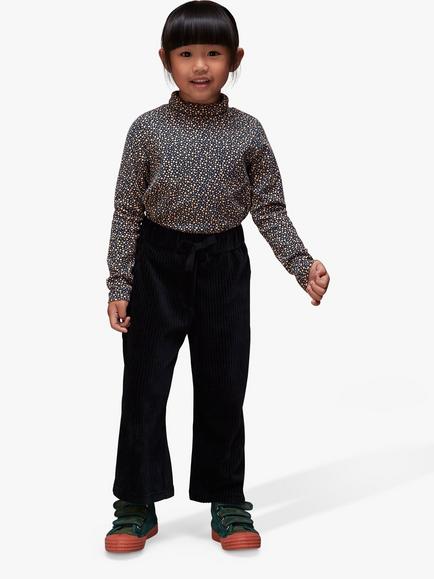 Whistles Kids' Spot Ribbed High-Neck Top, Navy/Multi, Navy/Multi