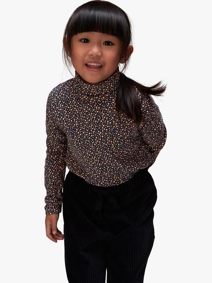 Whistles Kids' Spot Ribbed High-Neck Top, Navy/Multi - view 2, Navy/Multi